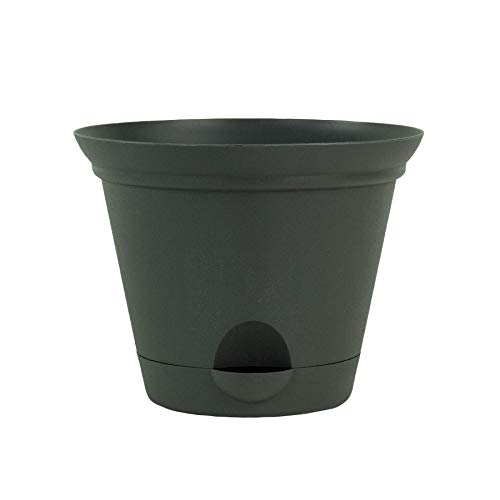 3 Pack 11.5-In. Flat Gray Plastic Self Watering Flare Flower Pot Or Garden Planter #TOP3
