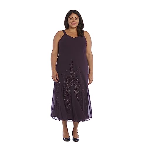Image of R&M Richards Women's Beaded Pebble Georgette Evening Suit- Mother of The Bride, Cocktail Attire, Wedding Guest
