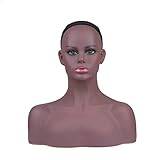 Realistic Female Mannequin Head with Shoulders for Display - Manikin Head with Shoulder for...