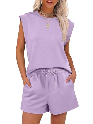Image of ANRABESS Two Piece Sets for Women 2026 Summer Short Lounge Set Casual Beach Vacation Outfits Spring Sweatsuits Tracksuit
