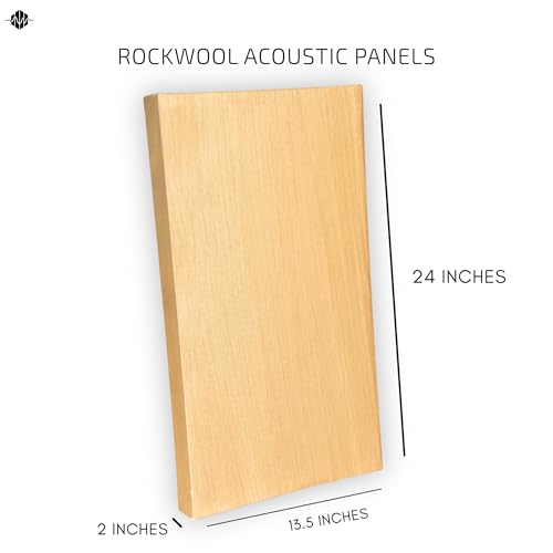 Image of Acoustic Rockwool Sound Absorption Panels 24 inch x 12 inch x 2 inch (Set of 2) | NRC 0.9 Noise Reduction Wall Panels | Rock Wool for Soundproofing Studio, Home & Office (Beige)