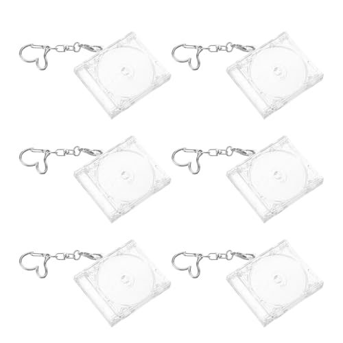 AKOOSY 6 Piezas Llavero Transparente en Forma de Disco para Cd, Mini Caja de Plástico Aleación, Protección y Organización de Llaves, Accesorio Nostálgico para Amantes Música