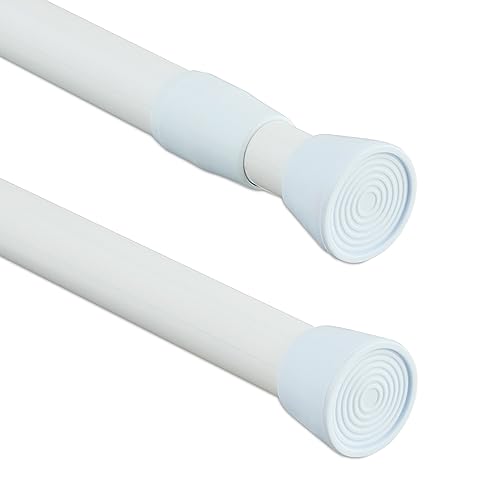 Relaxdays Barra Cortina Extensible, 150-280 cm, Palo Presión Ducha, Visillos, Acero Inoxidable, sin Taladrar, Blanco, 80% 10% plástico, 2,5 x 280 x 2,5 cm
