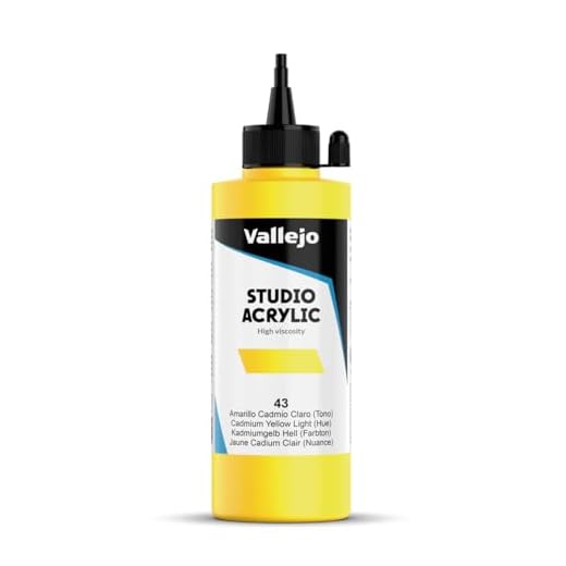 VALLEJO ACRYLIC STUDIO, PINTURA ACRÍLICA, 200ML, AMARILLO CADMIO PALIDO (TONO), Nº 43