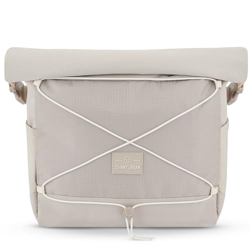 Johnny Urban Messenger Bag Herren Damen Beige - Dylan - Rolltop Schultertasche mit abnehmbaren Schultergurt - Zubehör für Travel Outdoor Camping Rucksack - Viele Taschen & Fächer