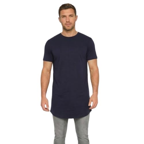 Athletic Sportswear Camisetas de manga corta para hombre, de algodón, lisas, largas, de diseñador, tallas XS, S, M, L, XL, 2XL, 3XL, 4XL, 5XL, azul marino, L Alto