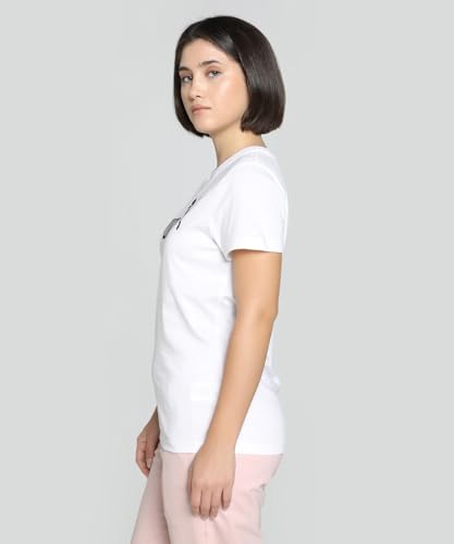 Image of Puma Women Cotton Letter Print Regular Fit Tees