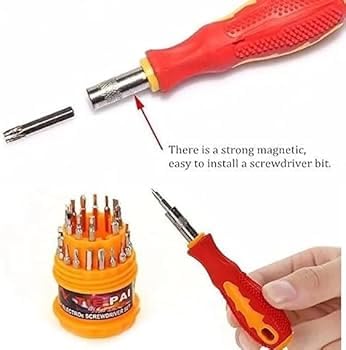 Image of Premium Stainless Steel 31-in-1 Magnetic Screwdriver Tool Kit Set - Complete Precision Toolkit For Electronics, Repairs, and More with Magnetic Tips, Non-Slip Handle, and Portable Case.