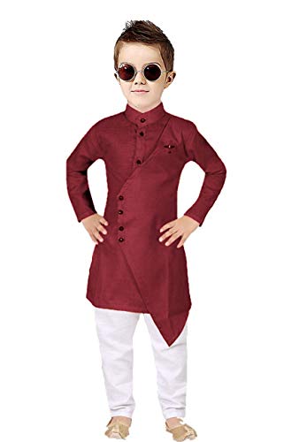 Image of Boy's Fancy Kurta Pyjama Set with Classis Cross Pattern Look
