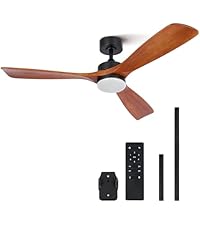 Ventilateur De Plafond Extérieur Avec Lumières Et Télécommande, Ventilateur De Plafond Doré De 132 Cm Avec Lumière, Moteur CC Silencieux Réversible à 5 Pales En Bois, Ventilateurs De Plafond Intérie