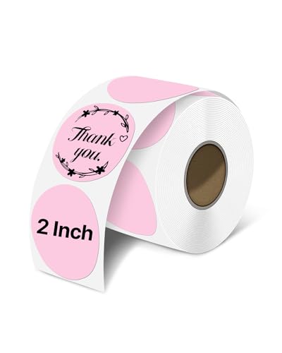 Étiquettes thermiques rondes autocollantes iEager roses 5,1 cm pour imprimante