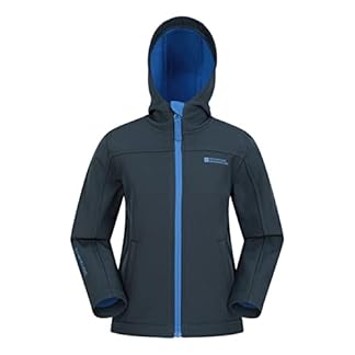 Mountain warehouse exodus kids softshell jacket breathable wind resistant water resistant fleece lined coat for boys girls for spring hiking outdoors