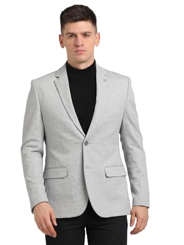 Image of Turtle Men Cotton Stretch Dobby Print Heather Grey Blazer