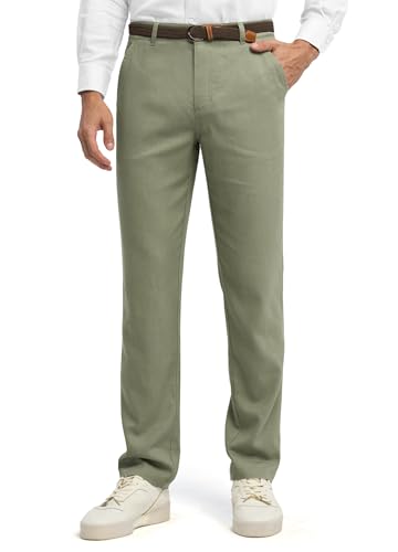 Image of Willit Men's Linen Pants Casual Linen Dress Pants Beach Summer Lightweight Trousers 28 inch 30 inch 32 inch