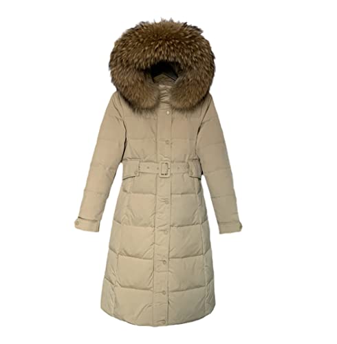 Doudoune duvet de canard femme imperméable manteau chaud à grande fourrure