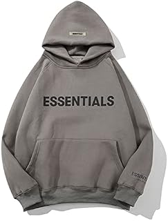 ZZHC FOG FEAR OF GOD ESSENTIALS Pullover Hoodie Pants Suits, Fleece Cotton 3D Silicone Letters Tracksuits, Casual Loose Men Women Couple Sweatshirt Top+Trousers Hoodie Apricot-S