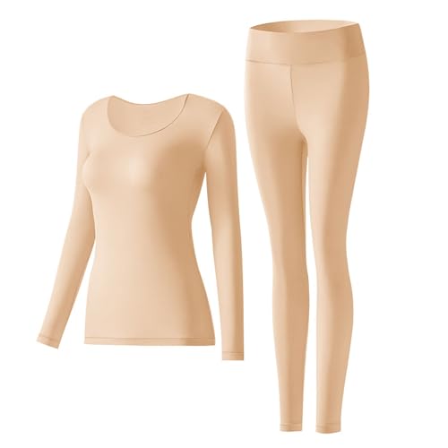Legou Thermal underwear set thermostatic self-heating thin section Apricot L