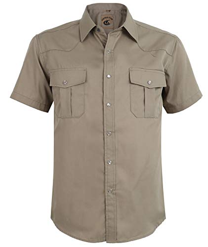 Chemise manches courtes carreaux Coevals Club kaki XL anti-transpiraion confort