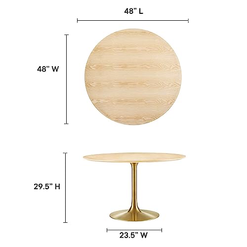 Image of Modway Lippa Dining Table, 48 inch, Gold Natural