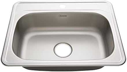 SOCODA Topmount kitchen Sink 24"X 19" Stainless steel | One hole for Single Faucet Handle Kitchen | Satin Finish | Rubber pad noisedefend sound | Fregadero en Acero Inoxidable