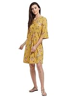 109 F Women's Regular Above Knee Dress (Yellow-X-Large)