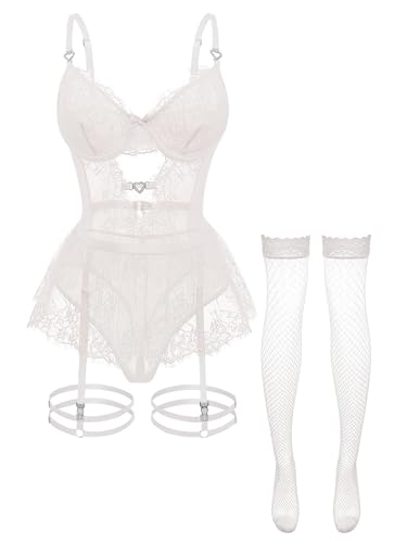 Image of Foxiny Sexy Lingerie Set 3 Piece Women Corset Bodysuit