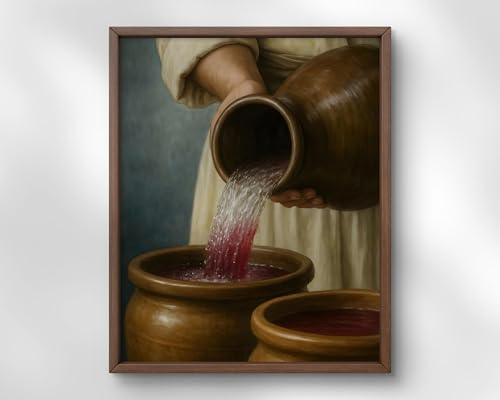 Jesus Turns Water Into Wine Art Miracle At Cana Bible Wall Decor, Jesus Turns Water Into Wine Art Miracle At Cana Bible Wall Decor Unframed
