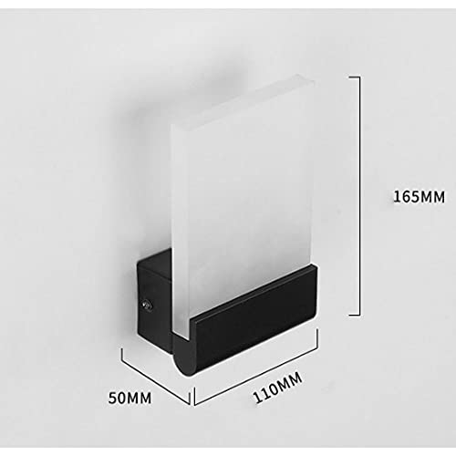 Aplique de pared de aluminio negro con panel acrílico LED de 6W y diseño rectangular interior 5