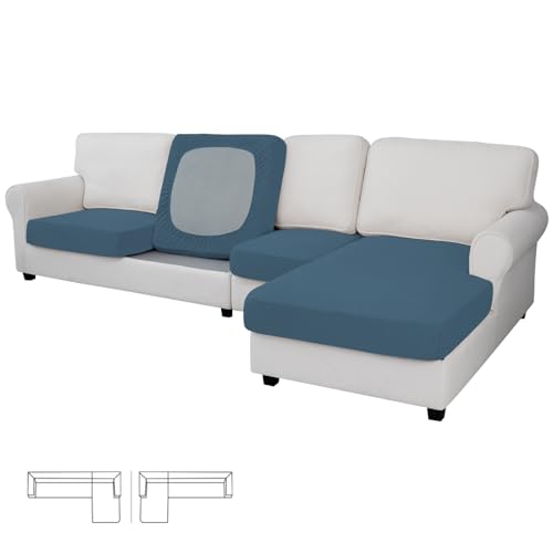 Image of Easy-Going Stretch 4 Pieces Couch Cushion Covers for Sectional Sofa L Shape