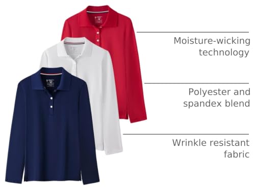 Image of Liberty Pro 3 Pack Youth Girls Long Sleeve Golf Polo Shirts