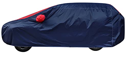 Image of Auto Hub Car Cover Compatible with Maruti WagonR (Model : 2005-2018) with Mirror Pocket,Triple Stitched, Weather Proof, WagonR Car Cover- Navy-Red