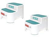 Prince Lionheart Dual Height UPPY2 Step Stool, Perfect Step Stool for Potty Training and in The Kitchen to Wash Hands, Grippy Non-Slip Top, Sturdy Base with Non-Slip Feet (2 Pack, Glacier)