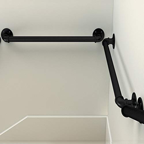Rambarde escalier intérieur fer forgé noir mat mural pmr