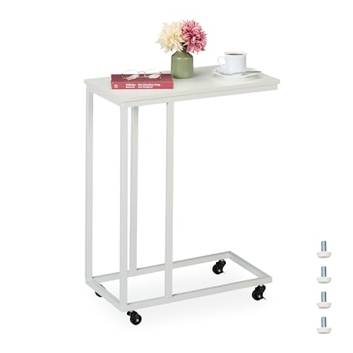 Design: tavolino con struttura a C in ferro e piano resistente bianco - per un arredo minimal pulito