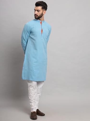 Image of LATEST CHIKAN Men's Cotton Regular Striped Knee Lenght Kurta Full Sleeves - Casual Ethnic Wear