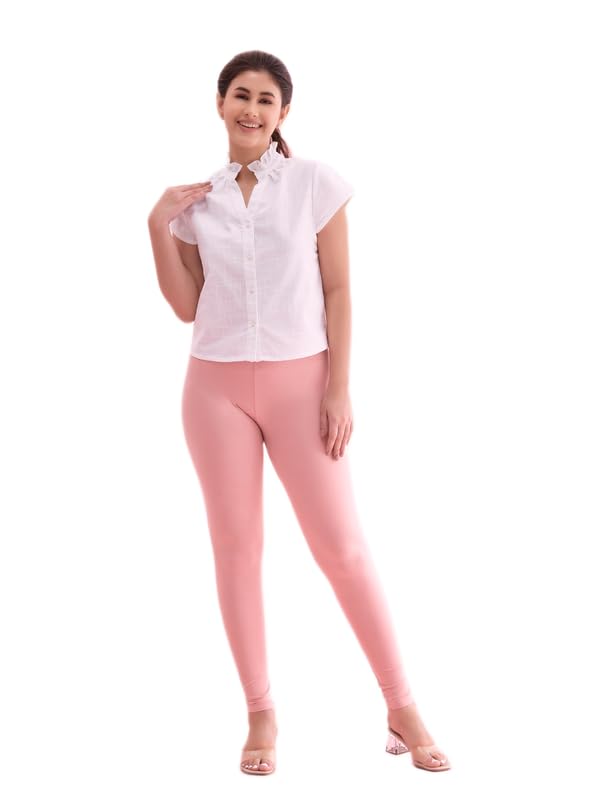 Image of GO COLORS Soft Cotton Stretch Ankle Length Leggings for Women | Breathable