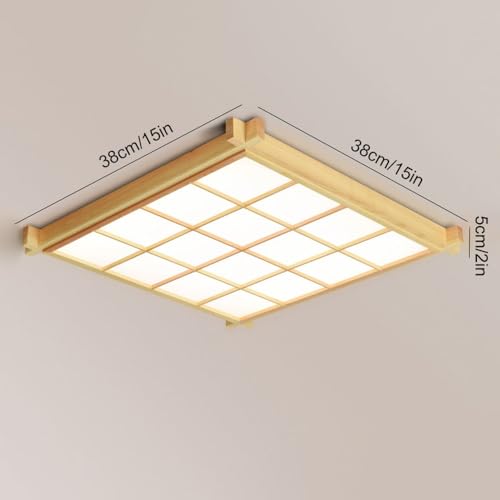 Plafonnier en bois carré XJBTBA avec télécommande et intensité variable