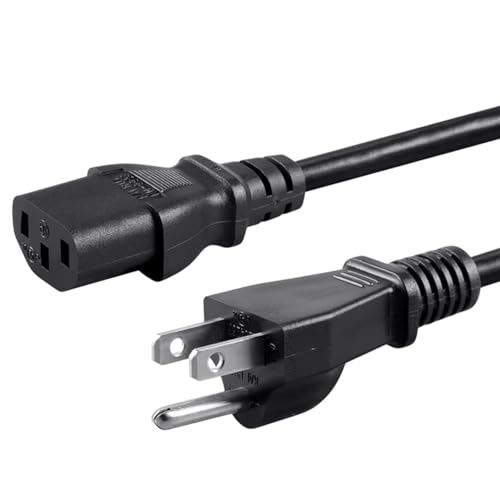 Foxtec Standard 5ft (1.5m) 10 Amps 250 Volts Black 3 Prong AC Power Cord Cable for Electronics, TV...