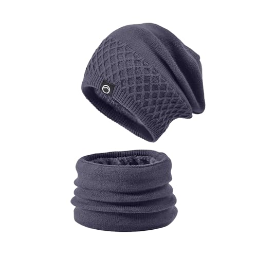 Hatt och halsduk 2 st set huva skidor över vindtät plysch huva luddig skidåkning vinter justerbar kvinnor män hatt handskar set, Marinblått Xsp, one size