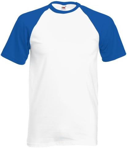 Fruit of The Loom Mens Short Sleeve Baseball T-Shirt (S) (White/Red)