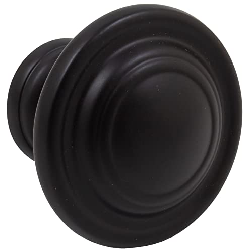 Stone Harbor Hardware Charlotte Cabinet/Bi-Fold Door Knob, 1-3/4 Inches, Matte Black #TOP18