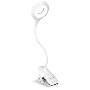 Leeslamp kinderen zonder kabel, klemlamp USB oplaadbaar, 28 LED 3 modi, dimbare klemlamp, boek bed plank klem verlichting, 360° flexibele zwanenhals (wit)