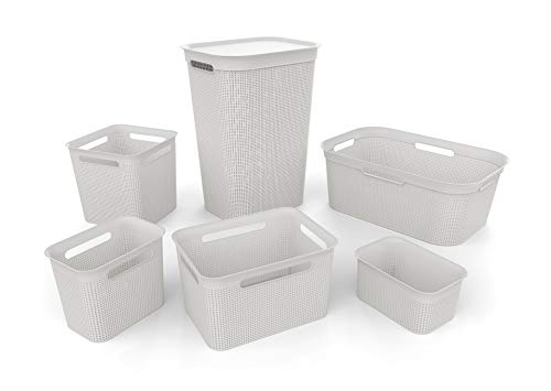 Rotho Brisen Wäschesammler 50l mit Deckel und Griffen, Kunststoff (PP) BPA-frei, anthrazit, 50l (43.1 x 34.0 x 52.9 cm)