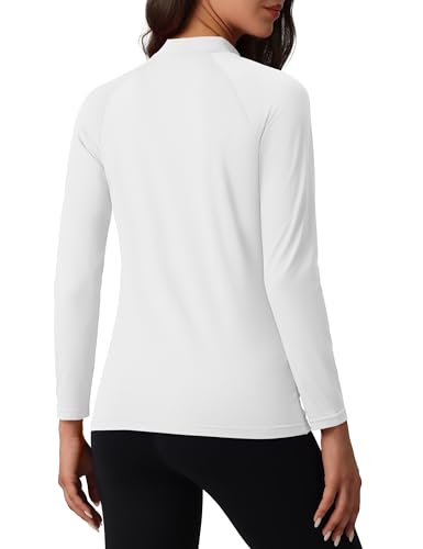 MAGCOMSEN Women's Thermal Shirts Mock Turtleneck Fleece Lined Long Sleeve Workout Tops Underwear Base Layer Running2