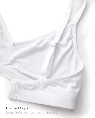 Image of Natrelax Modal Ribbed V Neck Bralette | Semi Sheer Fabric, Wireless Unlined, Double Layers, Adjustable Straps, No Underwire, Comfort Soft, Bras for Women