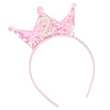 Jaciya Pink Headband Sequin Headbands for Girls Sparkling Tiara Pearl Hairband Birthday Head Band Princess Party Decorations (2nd birthday headband)
