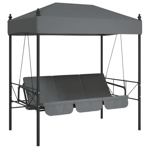 vidaXL Balancelle de Jardin avec auvent Gris foncé Acier, Banc à Bascule, Banc à Bascule de Jardin, siège de balançoire pour Adulte