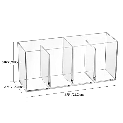 OWAYOTO Pen Holder Acrylic Clear Makeup Brushes Holder Pencil Organizer Cup Makeup Brushes Organiser Cup Makeup Container Storage Desk Accessories Holder 4 slots - Image 3