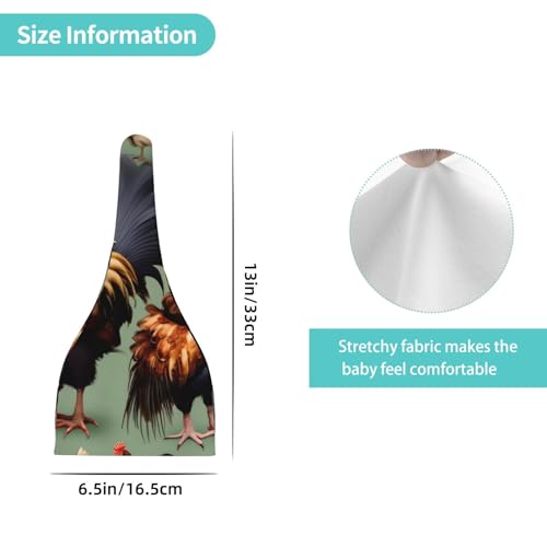 Newborn Baby Hat, Rooster and Chicken Print Soft Top Knot Beanie Cap, Cute Baby Headwear for 0-6 Months Black4