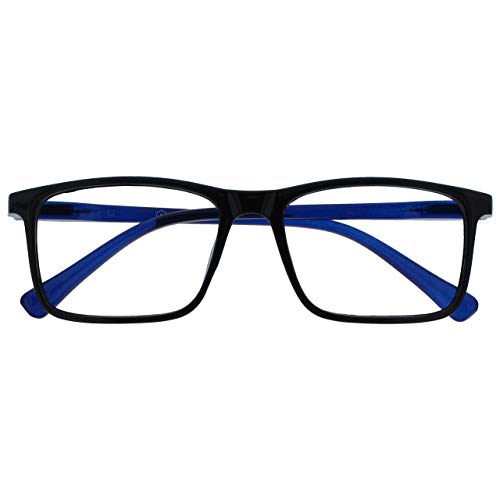 OPULIZE Ink Reading Glasses, Frontale Nero con Braccia Blu, 1,00 Diottrie Unisex